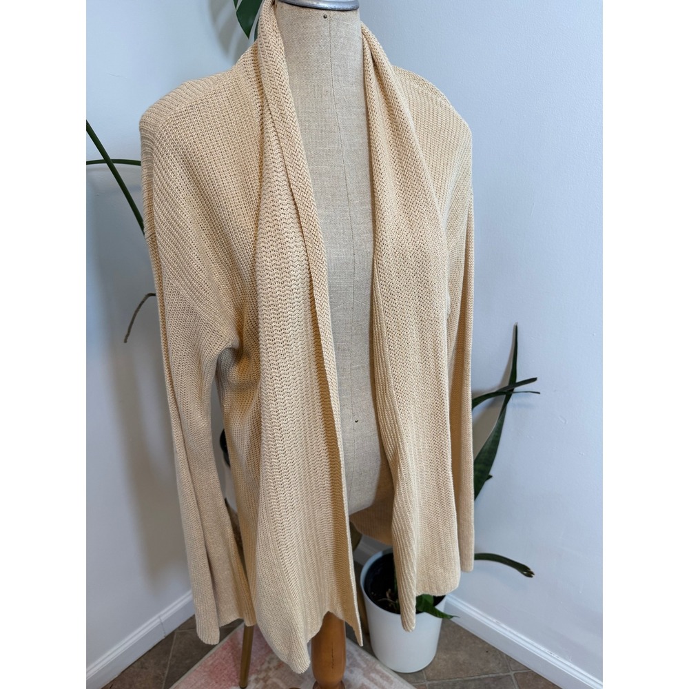 Lauren Ralph Lauren Womens Beige Linen Knit Duster Cardigan Sweater XL